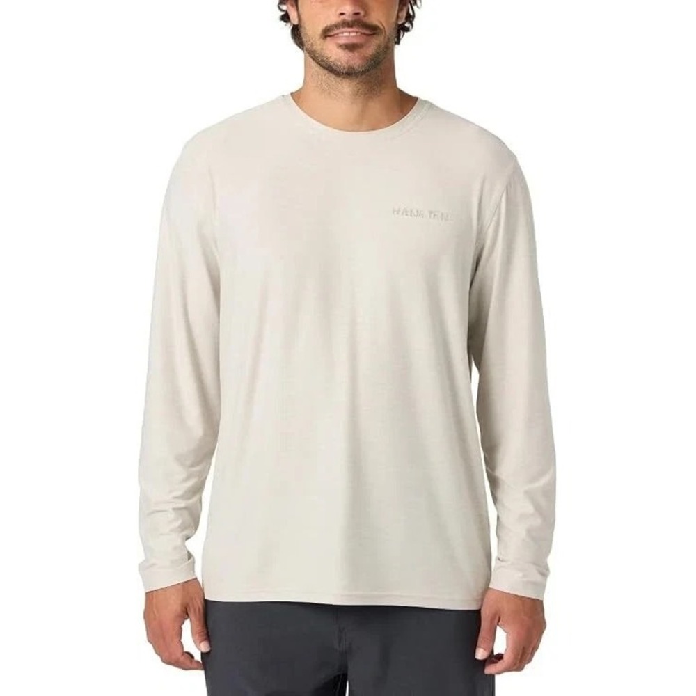 Hang Ten Mens Long Sleeve Sun Tee Cream Ivory XL UV Protection Graphic Shirt